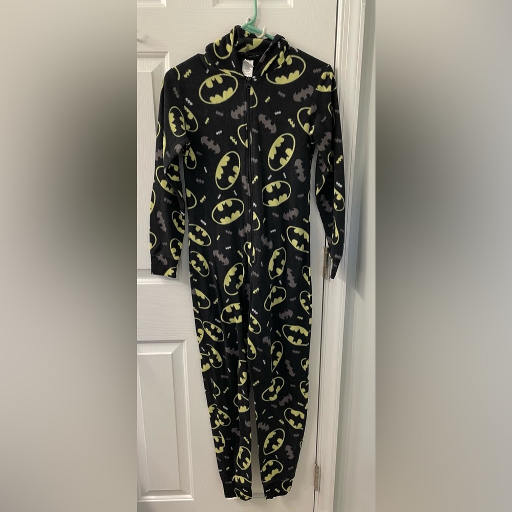 Batman one piece, onesie, fleece pajamas, size 8-10